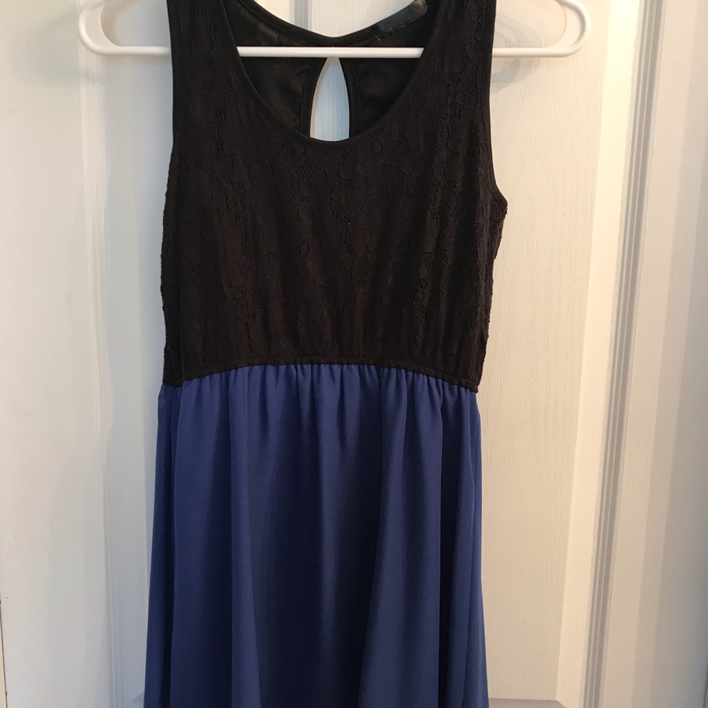 Black and blue shear dress